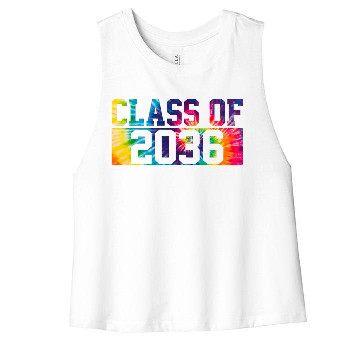 Class Of 2036 Graduation First Day Tie Dye Women's Racerback Cropped Tank