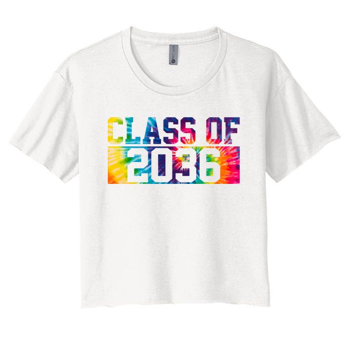 Class Of 2036 Graduation First Day Tie Dye Women's Crop Top Tee