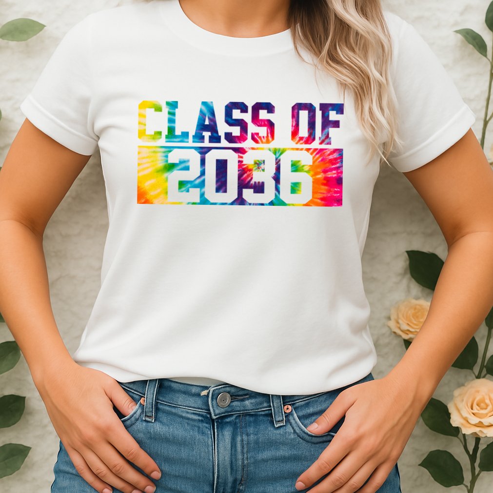 Class Of 2036 Graduation First Day Tie Dye Womens T-Shirt