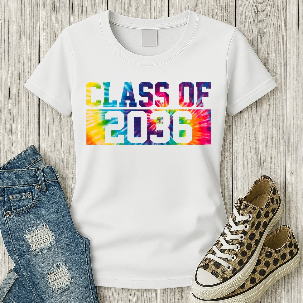 Class Of 2036 Graduation First Day Tie Dye Womens T-Shirt
