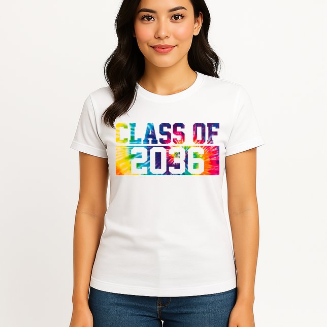 Class Of 2036 Graduation First Day Tie Dye Womens T-Shirt
