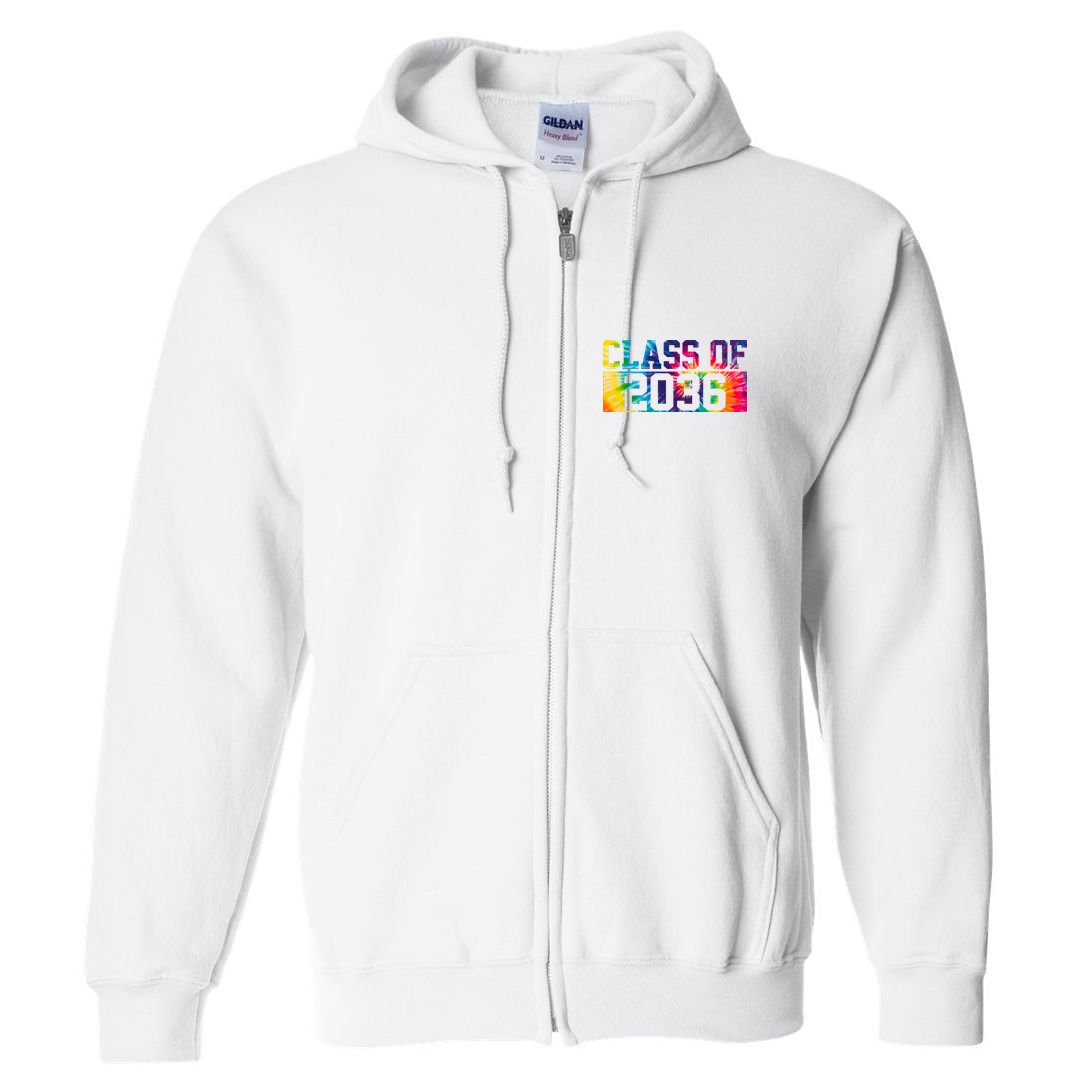 Class Of 2036 Graduation First Day Tie Dye Full Zip Hoodie