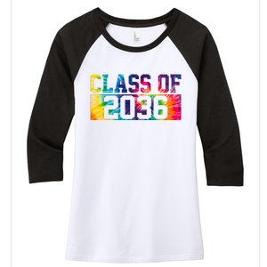 Class Of 2036 Graduation First Day Tie Dye Women's Tri-Blend 3/4-Sleeve Raglan Shirt