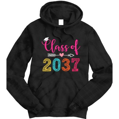 Class Of 2037 Pre K Grow With Me Graduation Tie Dye Hoodie