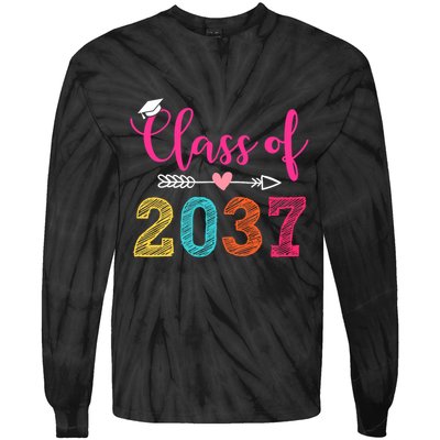 Class Of 2037 Pre K Grow With Me Graduation Tie-Dye Long Sleeve Shirt