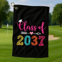 Class Of 2037 Pre K Grow With Me Graduation Golf Towel