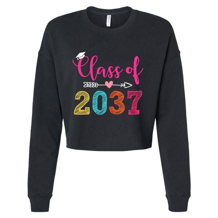 Class Of 2037 Pre K Grow With Me Graduation Cropped Pullover Crew
