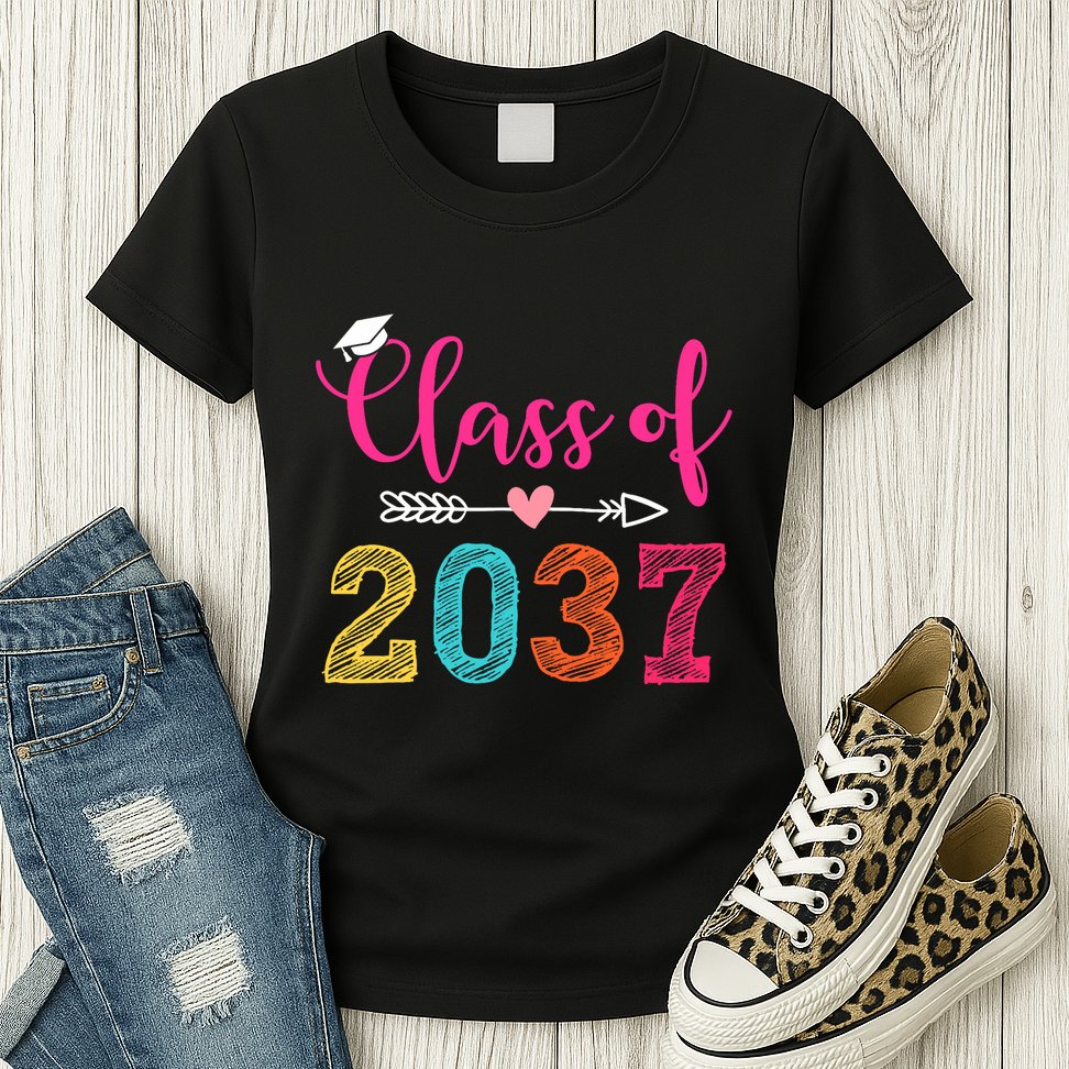 Class Of 2037 Pre K Grow With Me Graduation Womens T-Shirt