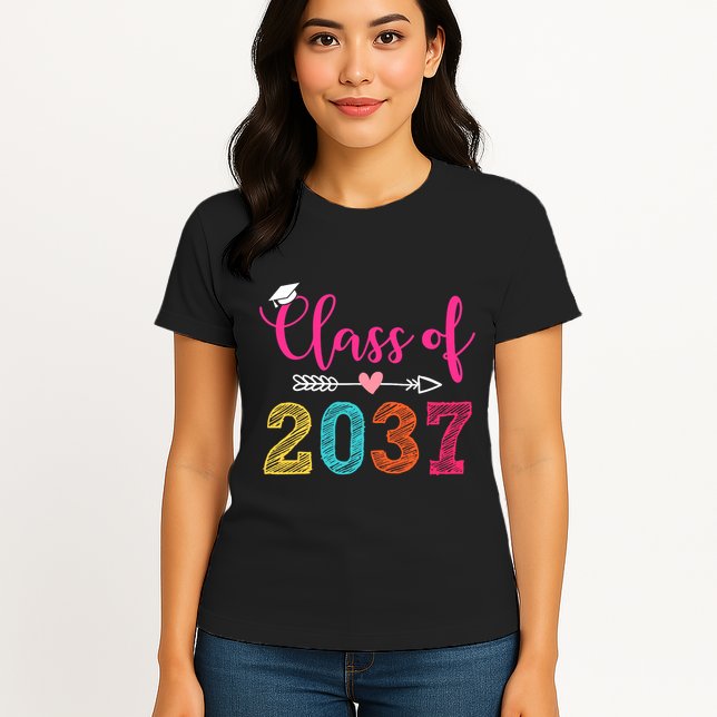 Class Of 2037 Pre K Grow With Me Graduation Womens T-Shirt