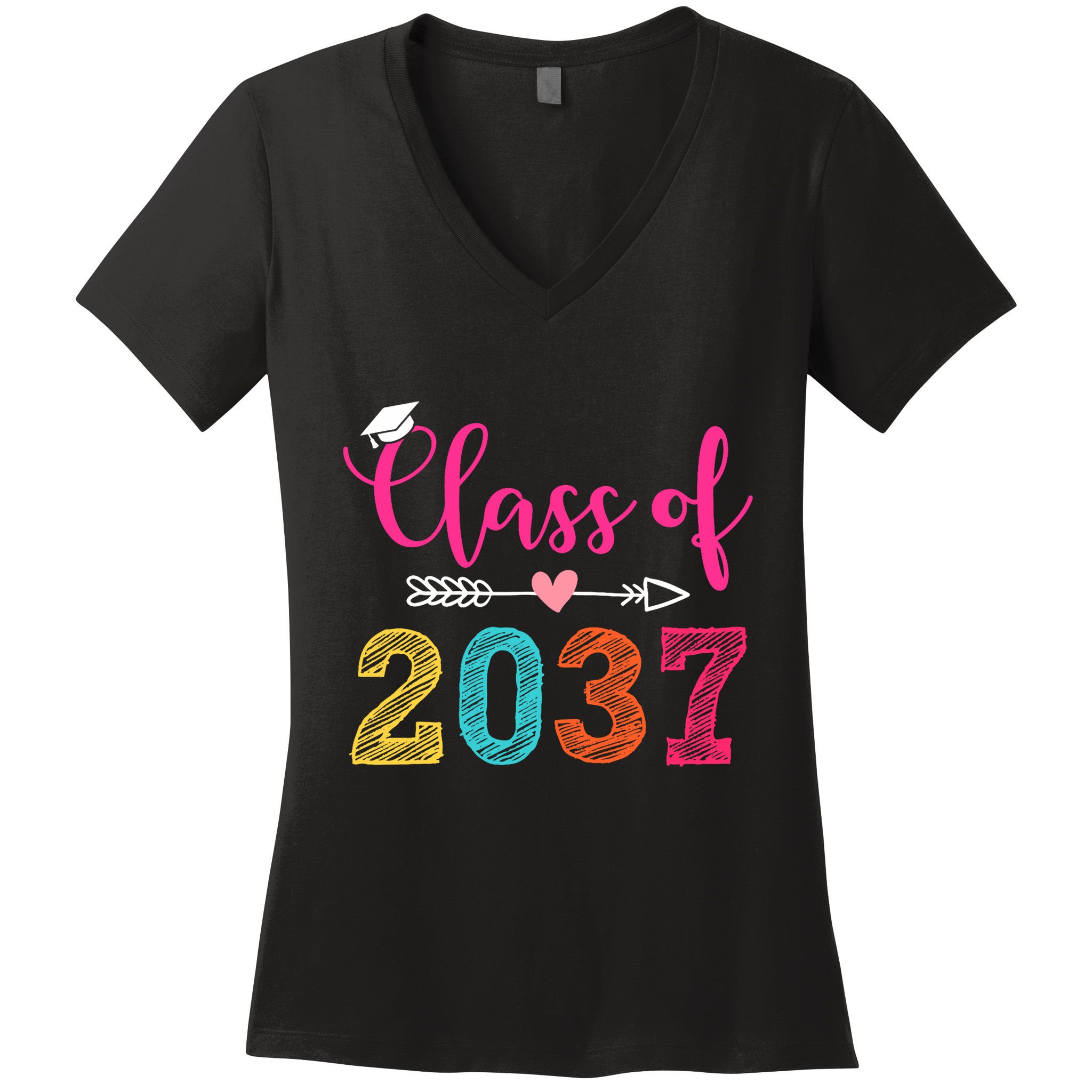 Class Of 2037 Pre K Grow With Me Graduation Women's V-Neck T-Shirt
