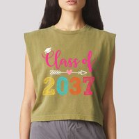Class Of 2037 Pre K Grow With Me Graduation Garment-Dyed Women's Muscle Tee