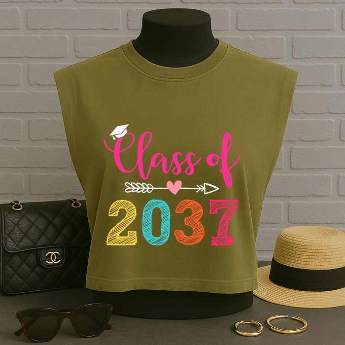 Class Of 2037 Pre K Grow With Me Graduation Garment-Dyed Women's Muscle Tee