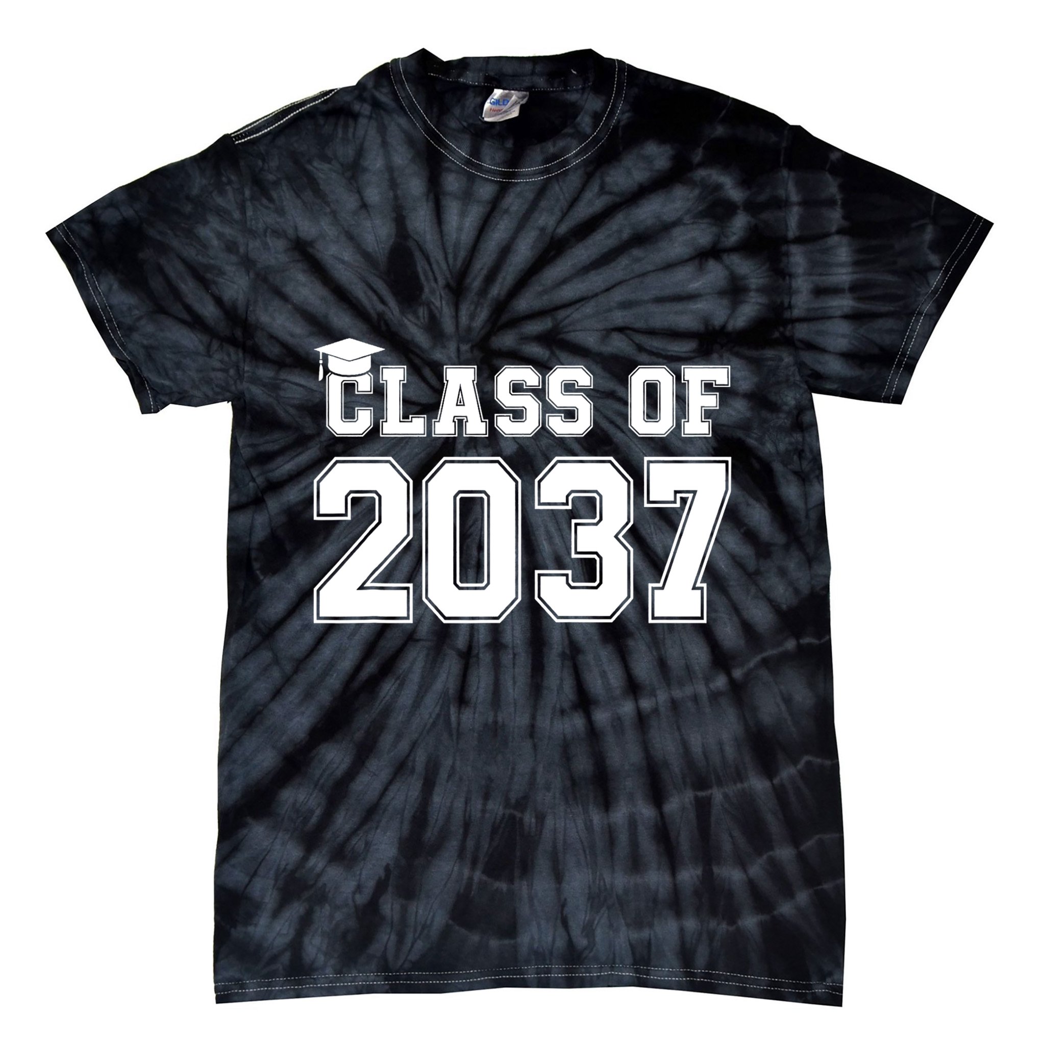Class Of 2037 Pre K Grow With Me Graduation Tie-Dye T-Shirt