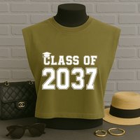 Class Of 2037 Pre K Grow With Me Graduation Garment-Dyed Women's Muscle Tee