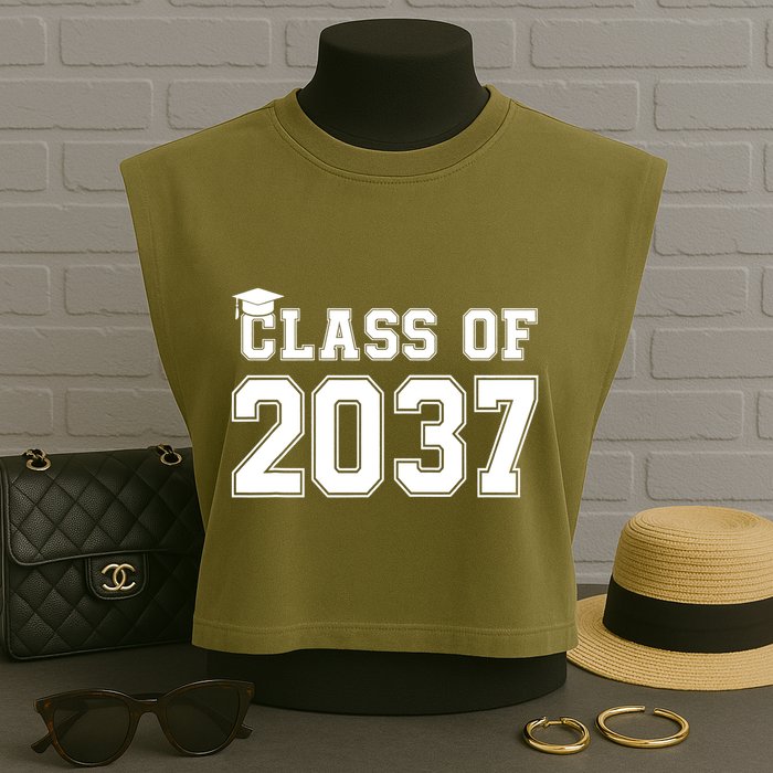 Class Of 2037 Pre K Grow With Me Graduation Garment-Dyed Women's Muscle Tee