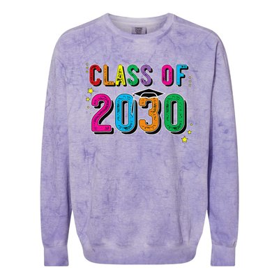 CLASS OF 2030 Grow With Me First Day Of School Colorblast Crewneck Sweatshirt