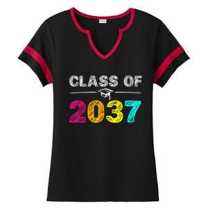 Class Of 2037 Grow With Me First Day Of School Graduation Ladies Halftime Notch Neck Tee