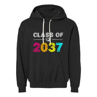 Class Of 2037 Grow With Me First Day Of School Graduation Garment-Dyed Fleece Hoodie