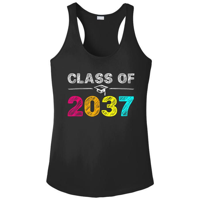 Class Of 2037 Grow With Me First Day Of School Graduation Ladies PosiCharge Competitor Racerback Tank