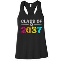 Class Of 2037 Grow With Me First Day Of School Graduation Women's Racerback Tank