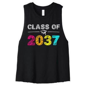 Class Of 2037 Grow With Me First Day Of School Graduation Women's Racerback Cropped Tank