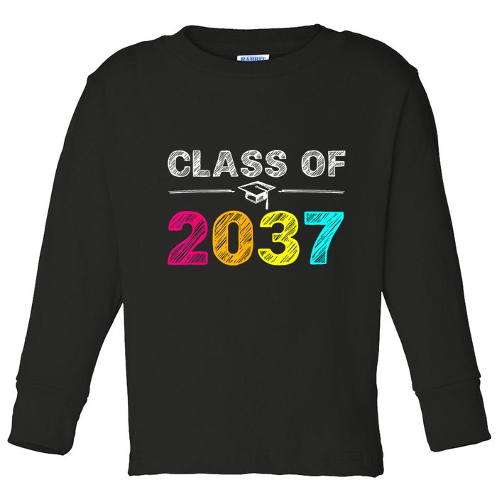Class Of 2037 Grow With Me First Day Of School Graduation Toddler Long Sleeve Shirt