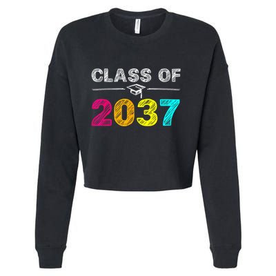Class Of 2037 Grow With Me First Day Of School Graduation Cropped Pullover Crew