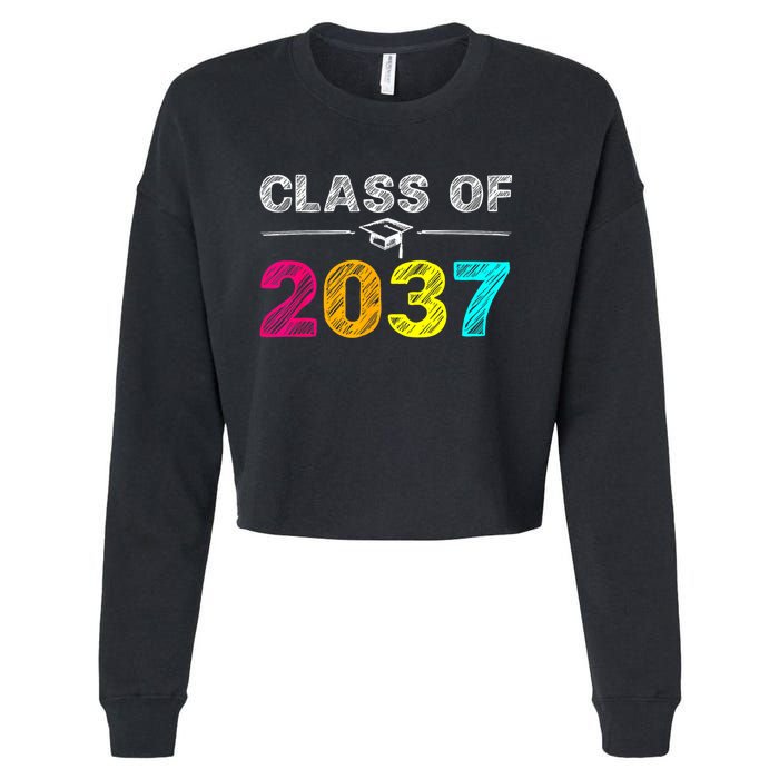 Class Of 2037 Grow With Me First Day Of School Graduation Cropped Pullover Crew