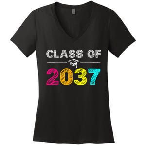 Class Of 2037 Grow With Me First Day Of School Graduation Women's V-Neck T-Shirt