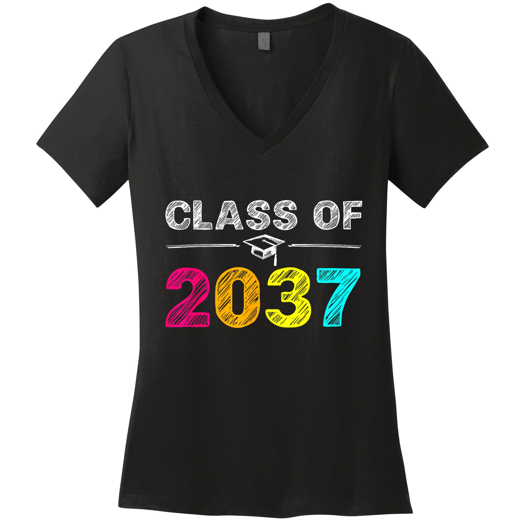 Class Of 2037 Grow With Me First Day Of School Graduation Women's V-Neck T-Shirt