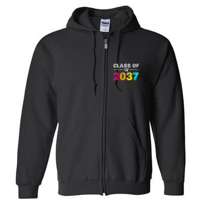 Class Of 2037 Grow With Me First Day Of School Graduation Full Zip Hoodie