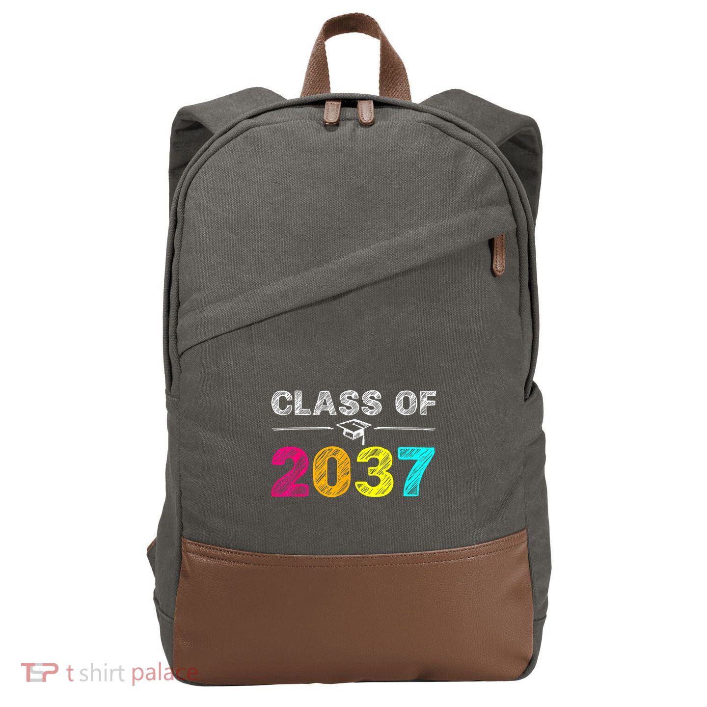 Class Of 2037 Grow With Me First Day Of School Graduation Cotton Canvas Backpack