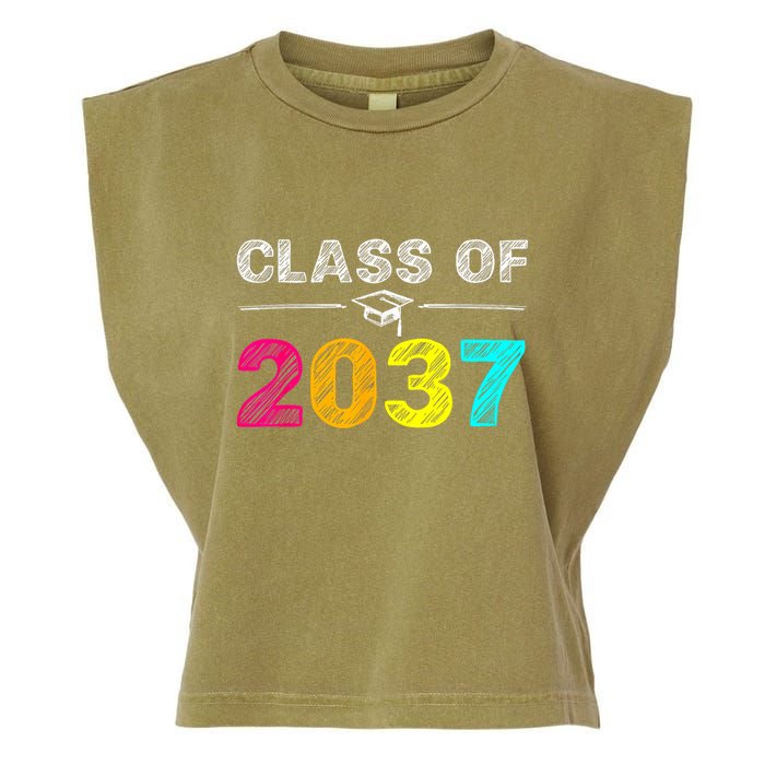 Class Of 2037 Grow With Me First Day Of School Graduation Garment-Dyed Women's Muscle Tee