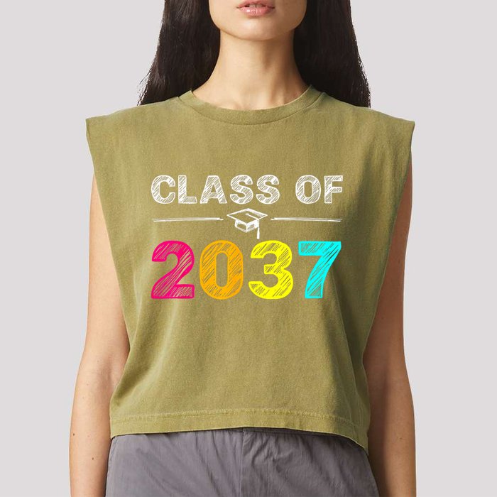 Class Of 2037 Grow With Me First Day Of School Graduation Garment-Dyed Women's Muscle Tee