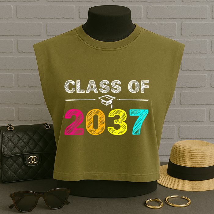 Class Of 2037 Grow With Me First Day Of School Graduation Garment-Dyed Women's Muscle Tee