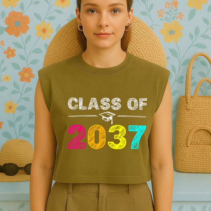 Class Of 2037 Grow With Me First Day Of School Graduation Garment-Dyed Women's Muscle Tee