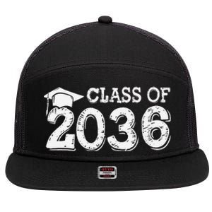 Class Of 2036 Grow With Me Handprints Space On Back Gift 7 Panel Mesh Trucker Snapback Hat