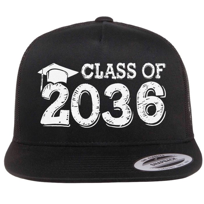 Class Of 2036 Grow With Me Handprints Space On Back Gift Flat Bill Trucker Hat