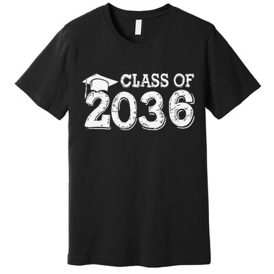 Class Of 2036 Grow With Me Handprints Space On Back Gift Premium T-Shirt