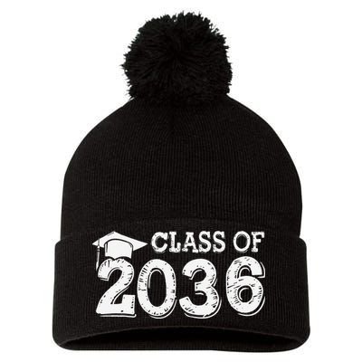 Class Of 2036 Grow With Me Handprints Space On Back Gift Pom Pom 12in Knit Beanie