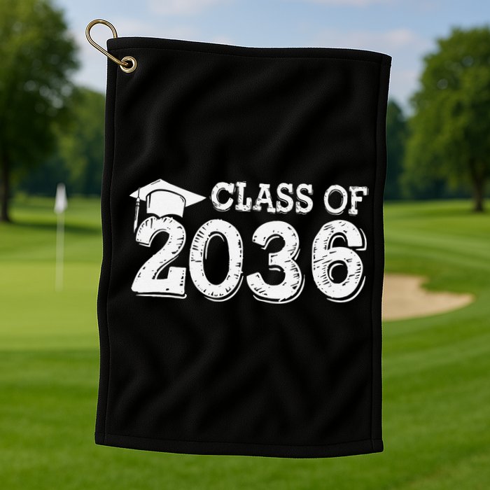 Class Of 2036 Grow With Me Handprints Space On Back Gift Golf Towel