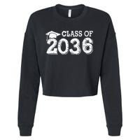 Class Of 2036 Grow With Me Handprints Space On Back Gift Cropped Pullover Crew