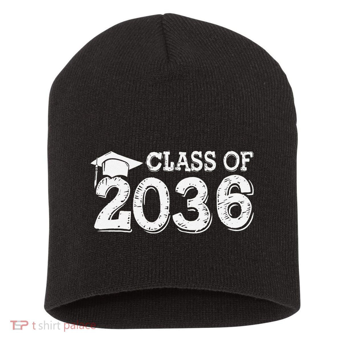 Class Of 2036 Grow With Me Handprints Space On Back Gift Short Acrylic Beanie