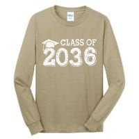 Class Of 2036 Grow With Me Handprints Space On Back Gift Tall Long Sleeve T-Shirt
