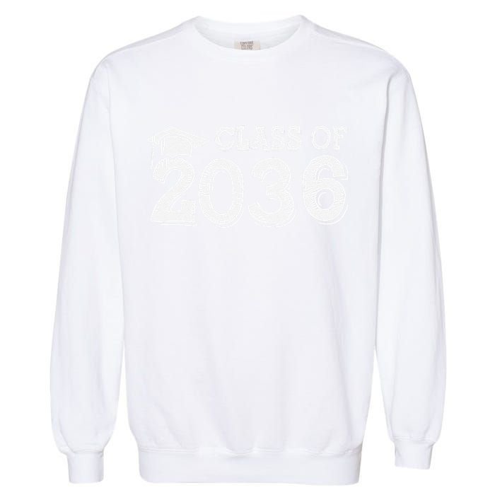 Class Of 2036 Grow With Me Handprints Space On Back Gift Garment-Dyed Sweatshirt