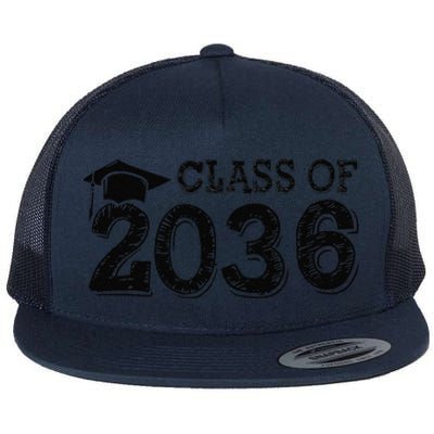 Class Of 2036 Grow With Me Handprints Space On Back Flat Bill Trucker Hat