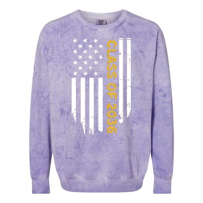 Class Of 2036 Graduation Us Flag Vintage Colorblast Crewneck Sweatshirt