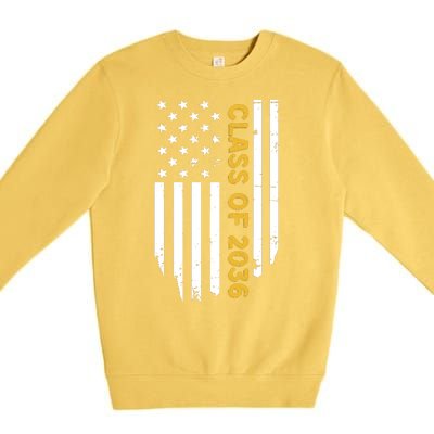 Class Of 2036 Graduation Us Flag Vintage Premium Crewneck Sweatshirt