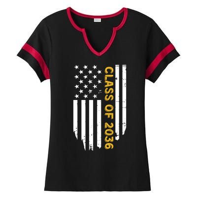 Class Of 2036 Graduation Us Flag Vintage Ladies Halftime Notch Neck Tee