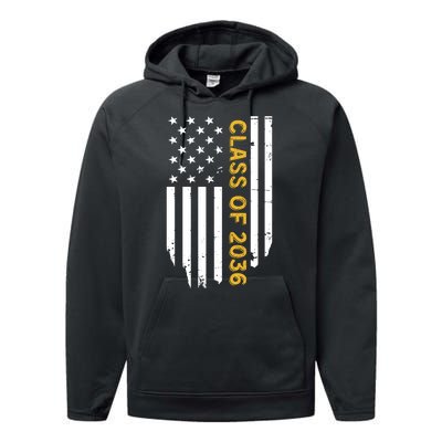 Class Of 2036 Graduation Us Flag Vintage Performance Fleece Hoodie